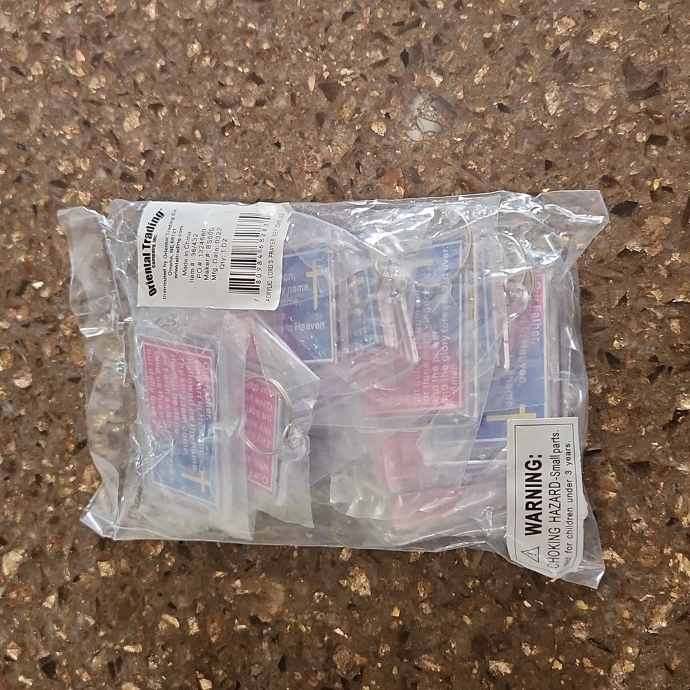 A Bag of Key chains of the lords prayer